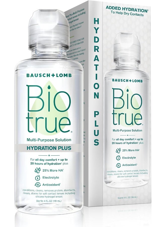 Biotrue Hydration Plus Contact Lens Solution, Multi-Purpose Solution for Soft Contact Lenses, 4 FL OZ - Image 1